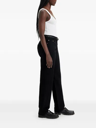 Levi's Black Cotton Straight Jeans In Black