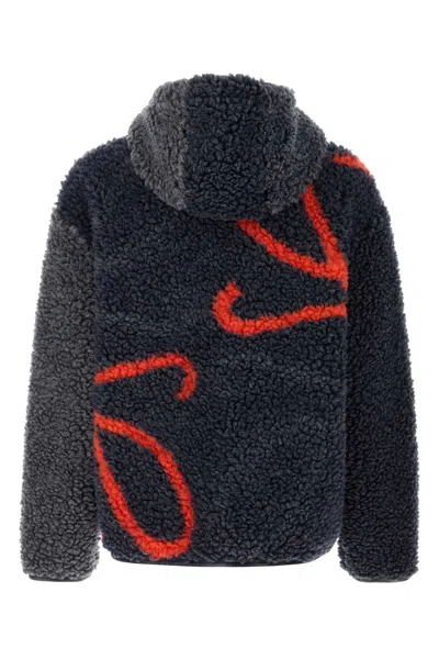 Loewe Pile Oversize Jacket Fleece Texture Hood In Multi