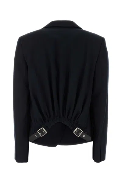 Loewe Navy Blue Wool Blazer In Black