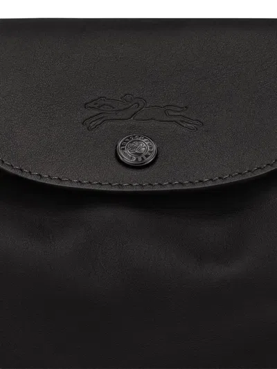Longchamp Le Pilage Xtra Black Medium Shoulder Strap With Removable Shoulder Strap And Embossed Lgoo On The Fr In Black