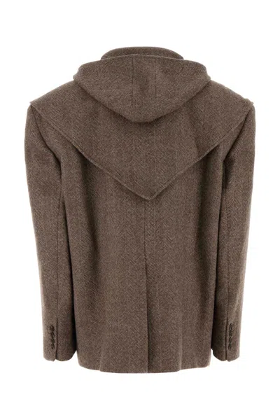 Magda Butrym Embroidered Wool Blend Coat In Brown