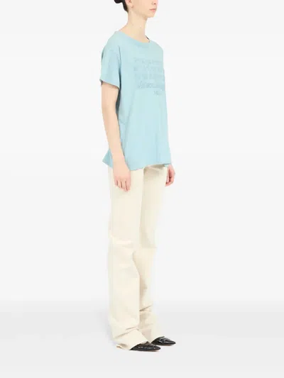 Maison Margiela Logo Print Cotton T Shirt In Blue