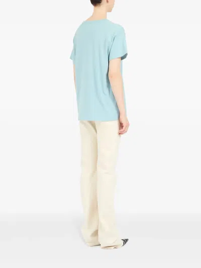 Maison Margiela Logo Print Cotton T Shirt In Blue