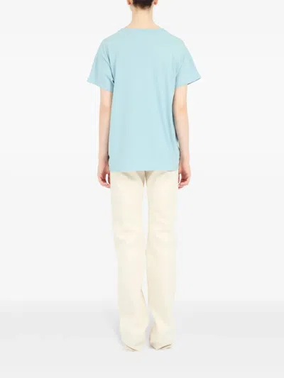 Maison Margiela Logo Print Cotton T Shirt In Blue