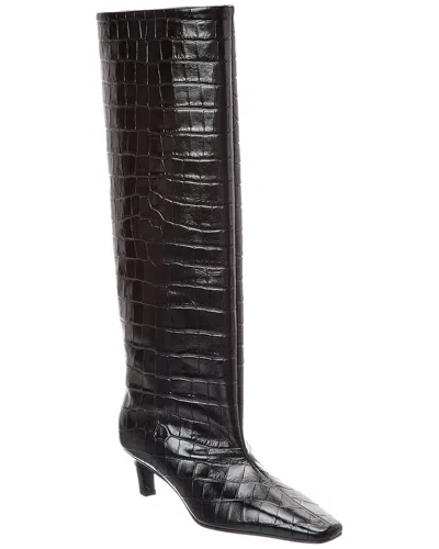 Totême Brown Croco-embossed Wide Shaft Tall Boots In Multi