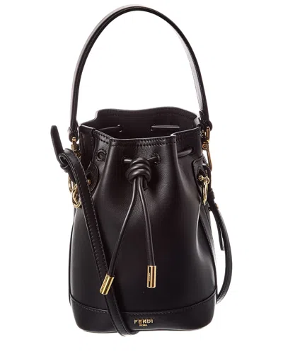 Fendi Mon Tresor Mini Leather Bucket Bag In Black