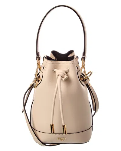 Fendi Mon Tresor Mini Leather Bucket Bag In White