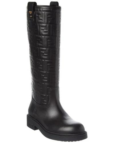 Fendi Filo Ff Leather Knee-high Boot In Black