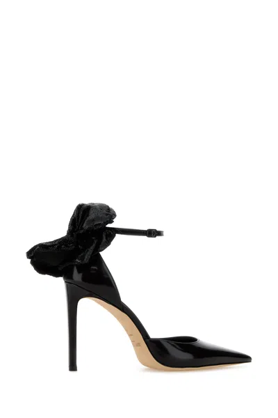 Jimmy Choo Marja 100 Pumps Decorative Bow Glossy In Black
