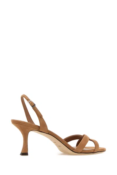 Jimmy Choo Elsy 70 Suede Slingback Open Toe Sandals In Brown