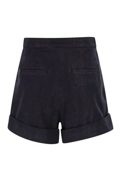 Max Mara Mxmcalca - Denim-effect Cotton Shorts In Black