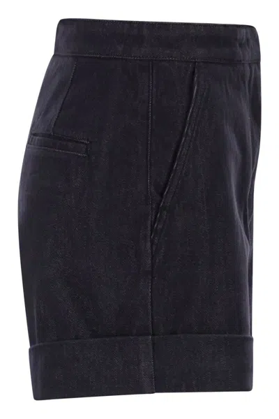 Max Mara Mxmcalca - Denim-effect Cotton Shorts In Black