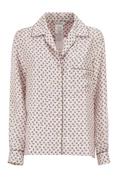 Max Mara Long Sleeve Top All Over Print Nylon In Pink