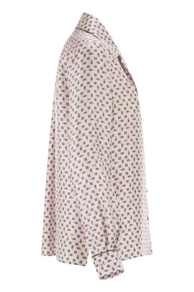 Max Mara Long Sleeve Top All Over Print Nylon In Pink