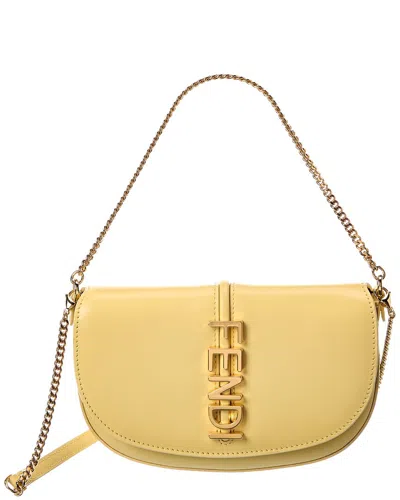 Fendi Graphy Leather Wallet On Chain In Yellow
