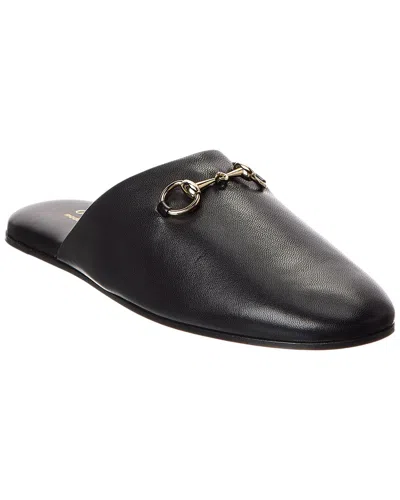 Gucci Women Black Nappa Leather Mules With Horsebit