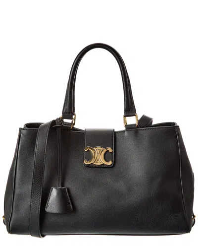 Celine Appoline Medium Leather Tote In Black