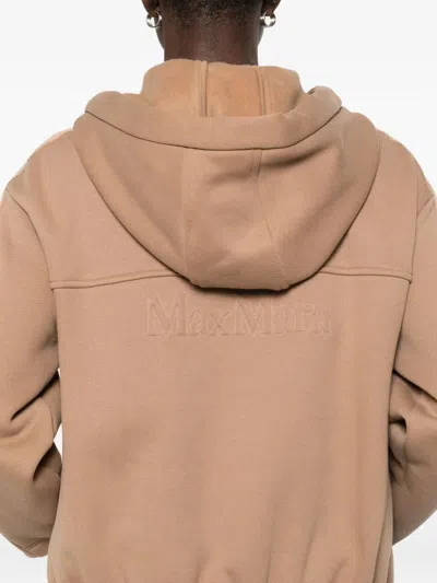Max Mara Stripe-detail Zip-up Hoodie In Brown