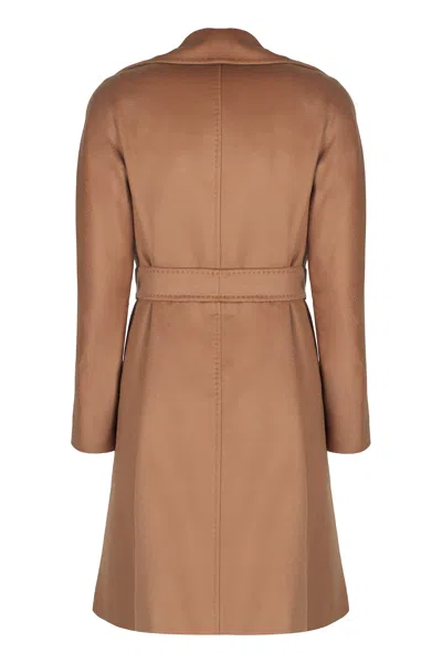 Max Mara Cles Belted Wool-blend Coat In Brown