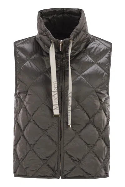 Max Mara The Cube Tegic - Drip-proof Canvas Padded Waistcoat In Brown