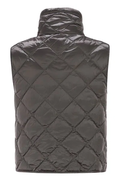 Max Mara The Cube Tegic - Drip-proof Canvas Padded Waistcoat In Brown