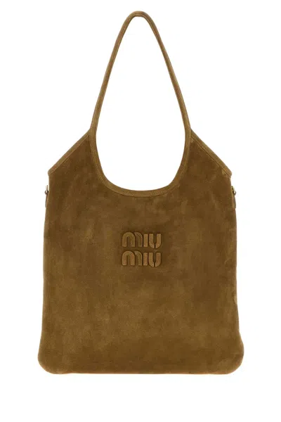 Miu Miu Beige Suede Shopping Bag