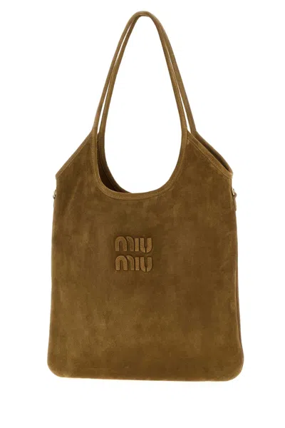 Miu Miu Beige Suede Shopping Bag