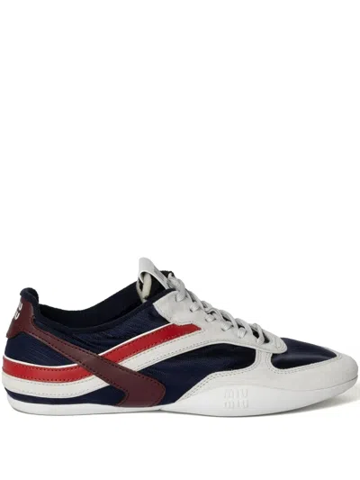 Miu Miu Multicolor Tech Fabric And Suede Gymnasium Sneakers In Animal Print