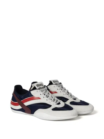 Miu Miu Multicolor Tech Fabric And Suede Gymnasium Sneakers In Animal Print
