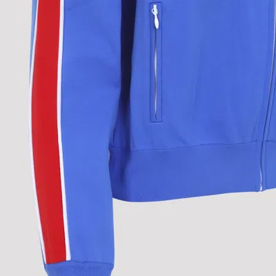 Miu Miu High Collar Cardigan Long Sleeves Stripes In Blue