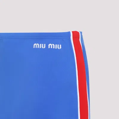 Miu Miu Blue Stretch Nylon Mini Skirt In Blue