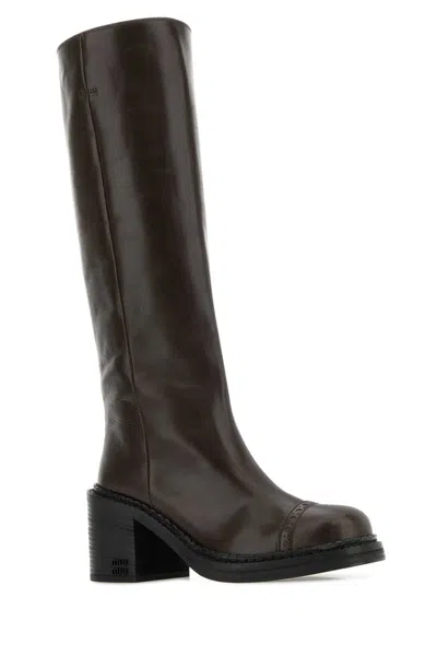 Miu Miu Chocolate Leather Boots