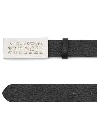 Mm6 Maison Margiela Numeric Belt Adjustable Texture Engraved Detail In Black