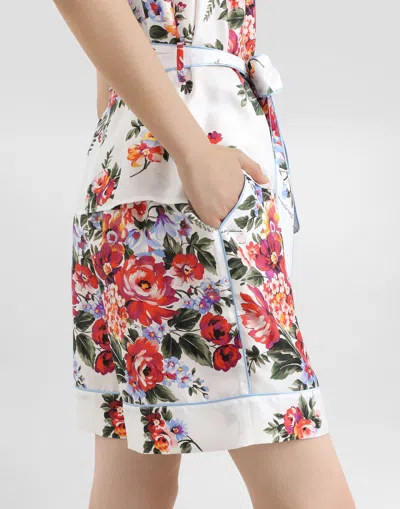 Dolce & Gabbana Flower Bouquet-print Twill Vanity Bermuda Shorts In Purple