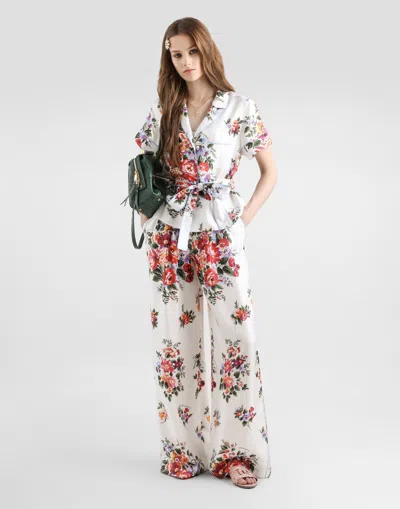 Dolce & Gabbana Vanity Floralprint Silk Twill Shirt In White In White