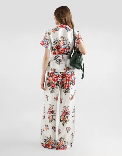 Dolce & Gabbana Vanity Floralprint Silk Twill Shirt In White In White