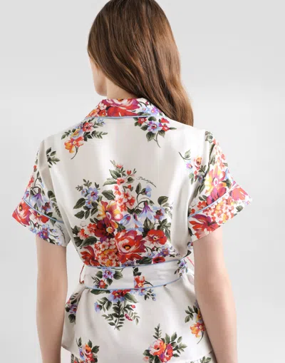Dolce & Gabbana Vanity Floralprint Silk Twill Shirt In White In White