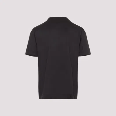 Paul Smith Mud Brown Cotton Stripe Tape Detail T-shirt In Black