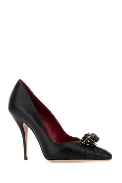 Valentino Garavani Pas De Chat 105 Embellished Gathered Textured-leather Pumps In Black