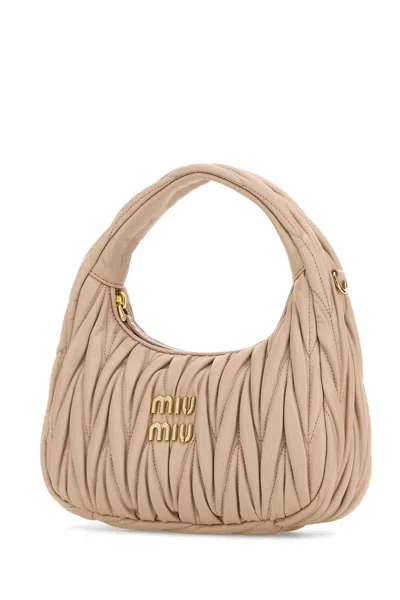 Miu Miu Powder Pink Nappa Leather Wander Handbag In Neutral