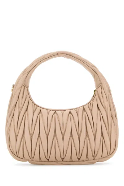 Miu Miu Powder Pink Nappa Leather Wander Handbag In Neutral