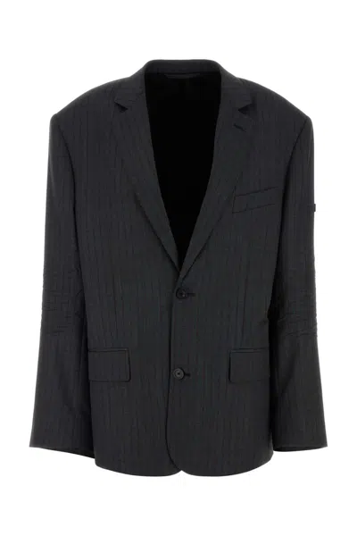 Balenciaga Embroidered Wool Blazer In Multi