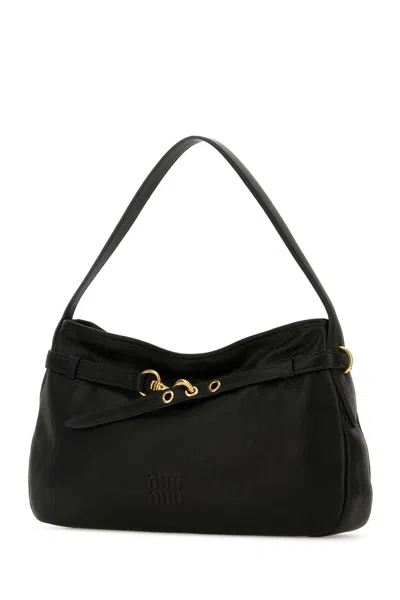 Miu Miu Black Nappa Leather Aventure Shoulder Bag In Black