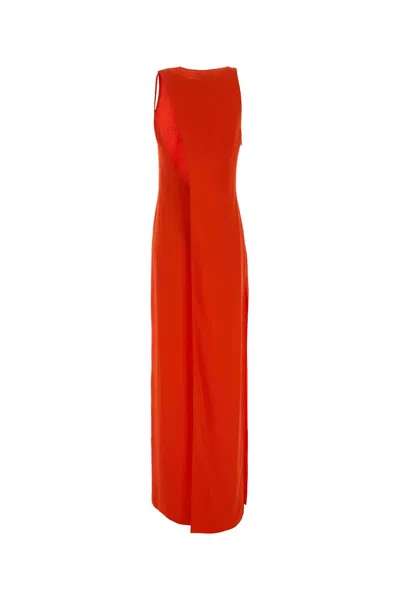 Gucci Women Fluo Orange Crepe Dress In Red