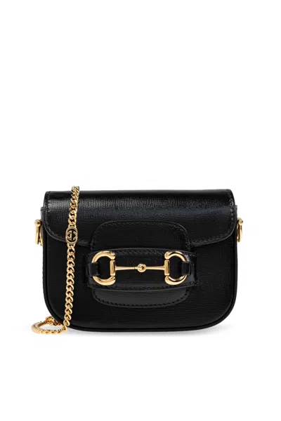 Gucci 1955 Horsebit Mini Grained-leather Shoulder Bag In Black