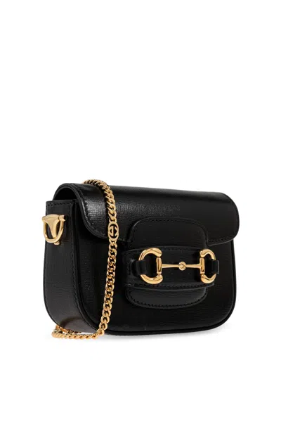 Gucci 1955 Horsebit Mini Grained-leather Shoulder Bag In Black