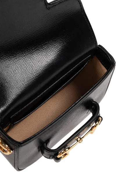 Gucci 1955 Horsebit Mini Grained-leather Shoulder Bag In Black