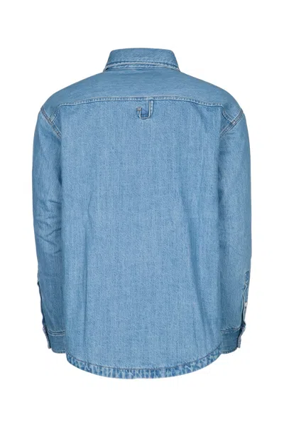 Jacquemus Artisan Shirt With Chest Pocket And Embroidery In Blue