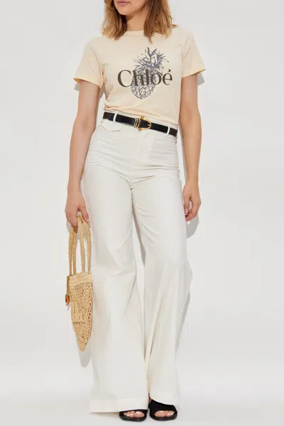 Chloé Peach Orange T-shirt With Ananas Print. In White