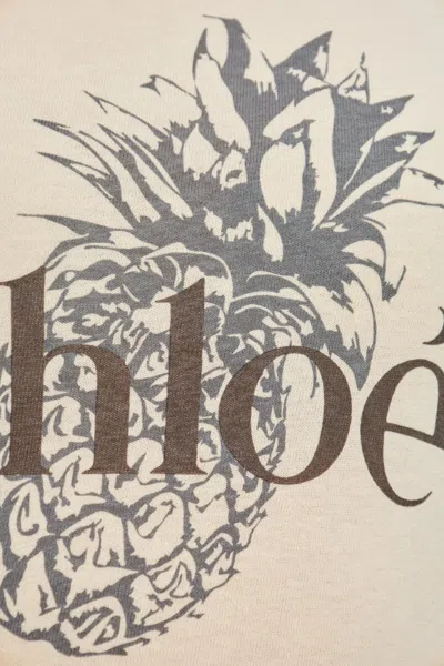 Chloé Peach Orange T-shirt With Ananas Print. In White